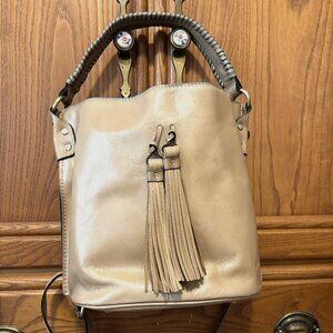PATRICIA NASH "OTAVIA" HERITAGE BISCUIT LEATHER BUCKET CROSSBODY SHOULDER HANDBA